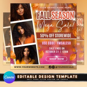 Herbst Saison Sale Flyer, DIY Flyer Vorlage Design, Herbst Specials Flyer, September Flash Sale Promo, Vorgefertigter Herbst Mega Sale Beauty Flyer