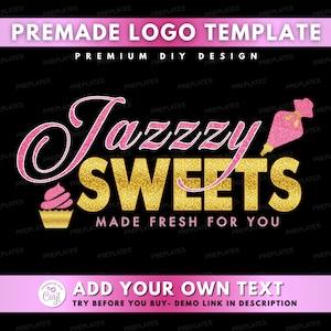 DIY Bakery Logo, Edit Yourself Baking Logo Design, Cake Logo, Pastry Chef Logo, Sweets Dessert Shop Logo, Baker Premade DIY Logo Template