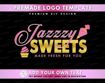 DIY Bakery Logo, Edit Yourself Baking Logo Design, Cake Logo, Pastry Chef Logo, Sweets Dessert Shop Logo, Baker Premade DIY Logo Template