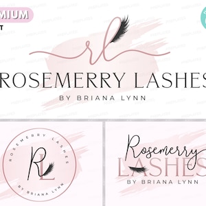 Lash Beauty Logo, DIY Logo Design Template, Lash Boutique Logo, Lash Extension Logo, Lash Business Logo, Rose Gold Eye Lash Technician Logo