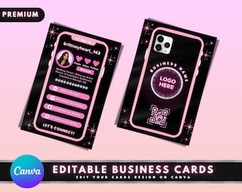 Instagram Style Business Cards, DIY Cards Template Design, Cell Phone Business Cards, Salon Business Cards, Lash Tech Premade Business Cards