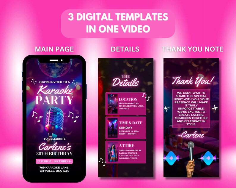 Animated Karaoke Night Invitation, DIY Template Design, Karaoke ...