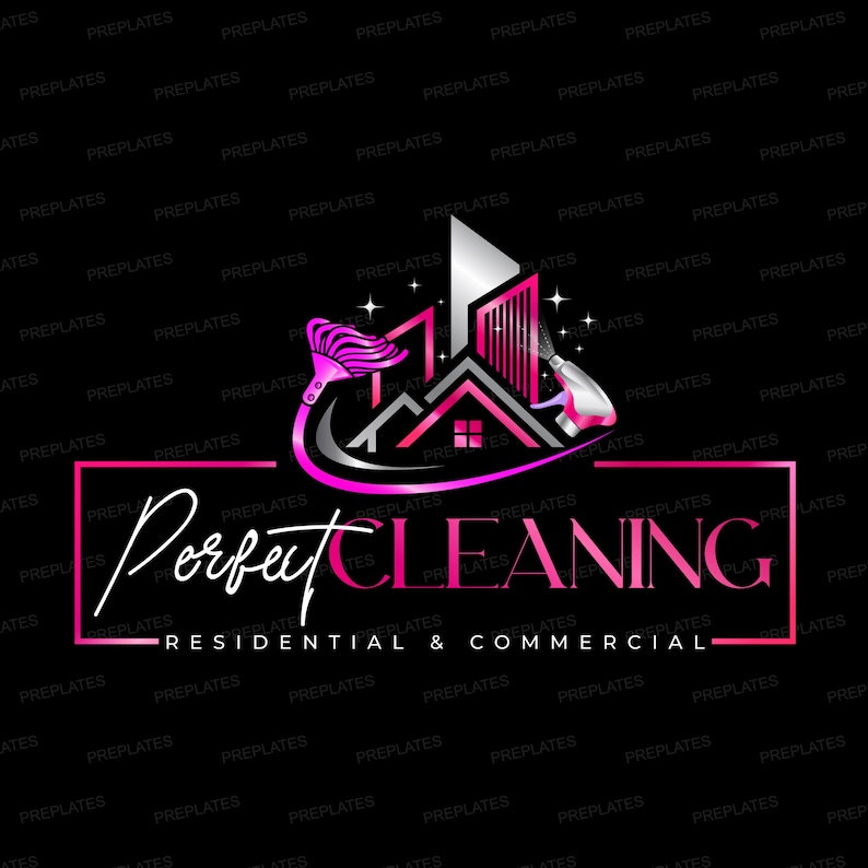 Cleaning Service Logo Set, 3x Modern Sparkle Logo Design, Residential & Commercial Cleaning Branding Kit, Premade Home Office Cleaners Logo image 4