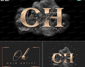 Beauty Salon Logo, DIY Logo Design Template, Hair Stylist Logo, Rose Gold Smoke Logo, Beauty Logo, Makeup Artist Logo, Premade Boutique Logo