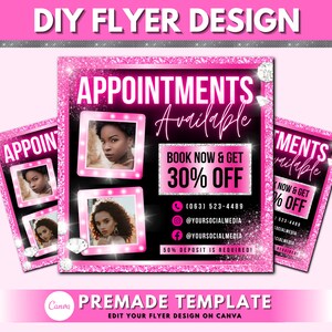Appointment Flyer, Hair Flyer, Social Media Flyer, Book Now Flyer, DIY Appointments Flyers Design, Premade Business Flyer Template