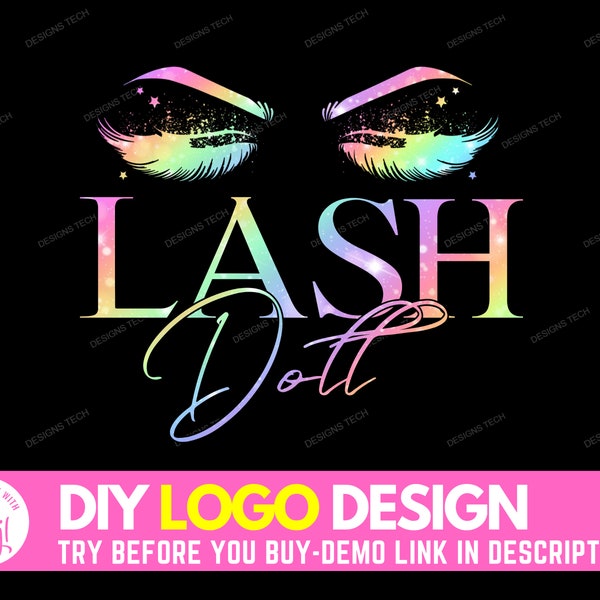 DIY Eyelash Logo, Edit Yourself Lash Logo Design, Lashes Logo, Microblading Logo, Feminine Logo, Brows Logo, Eyebrows Business Logo Template