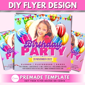 Kids Birthday Party Invitation, DIY Flyer Template Design, Girl Birthday Flyer, Playground Party Flyer, Outdoor Play Party Invite