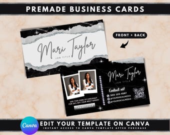 Business Cards, DIY Business Card Template Design, Beauty Boutique Business Cards, Black and White Business Cards, Premade Business Cards
