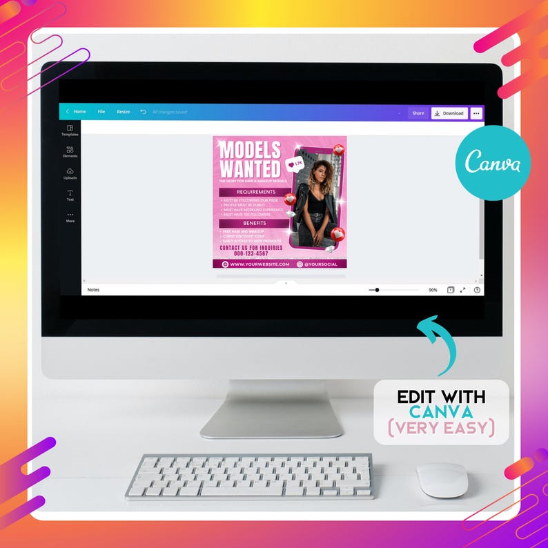 Model Needed Poster Models Wanted Flyer Template, Editable Canva Casting Call Design ...