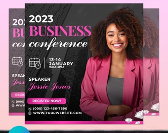Business Conference Flyer, DIY Flyer Template Design, Empowerment Event Flyer, Networking Flyer, Premade Business Women's Marketing Flyer