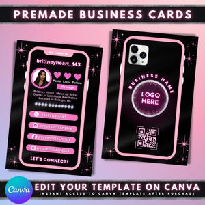 Instagram Style Business Cards, DIY Cards Template Design, Cell Phone Business Cards, Salon Business Cards, Premade QR Code Business Cards