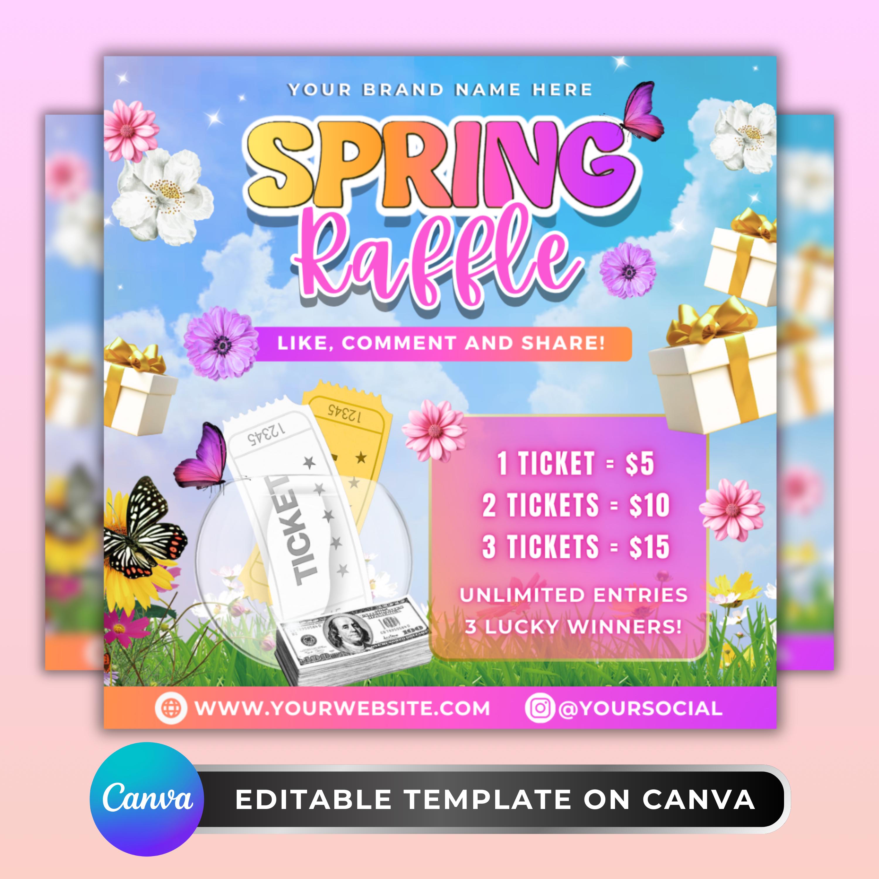 Spring Season Raffle Flyer, DIY Flyer Template Design, Spring Giveaway ...