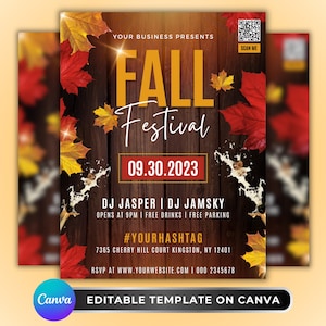 Fall Festival Flyer, DIY Flyer Template Design, Harvest Festival Invite, Fall Party Invitation, Party Flyer, Premade Autumn Festival Flyer