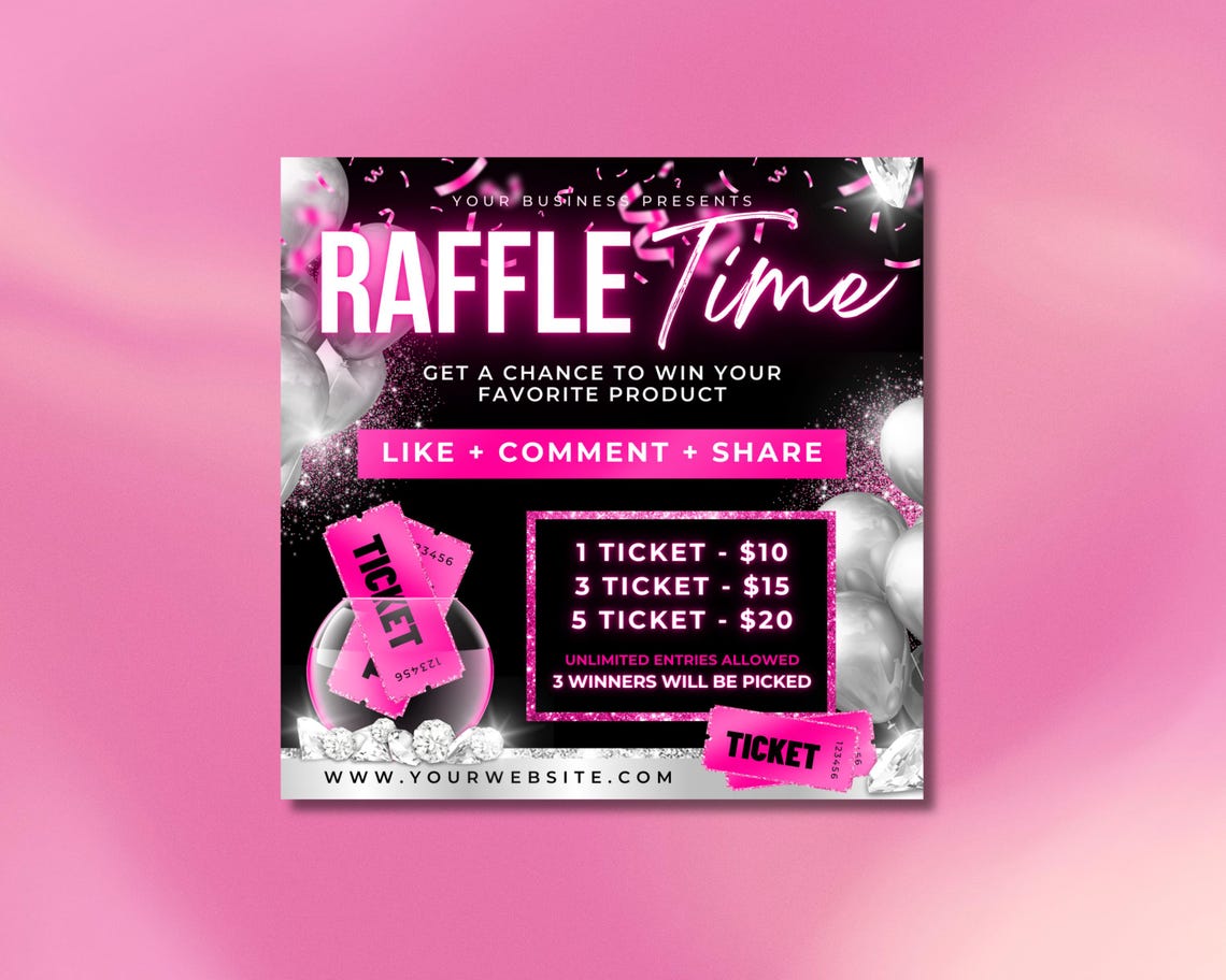 Raffle Flyer, DIY Flyer Design Template, Giveaway Flyer, Raffle Ticket ...