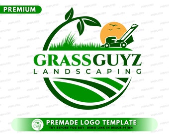 Lawn Care Logo, DIY Logo Design Template, Landscaping Logo, Lawn Mowing Logo, Gardener Logo, Yard Garden Service Logo, Grass Logo, Tree logo