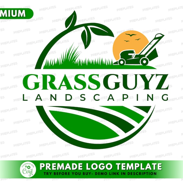 Lawn Care Logo, DIY Logo Design Template, Landscaping Logo, Lawn Mowing Logo, Gardener Logo, Yard Garden Service Logo, Grass Logo, Tree logo