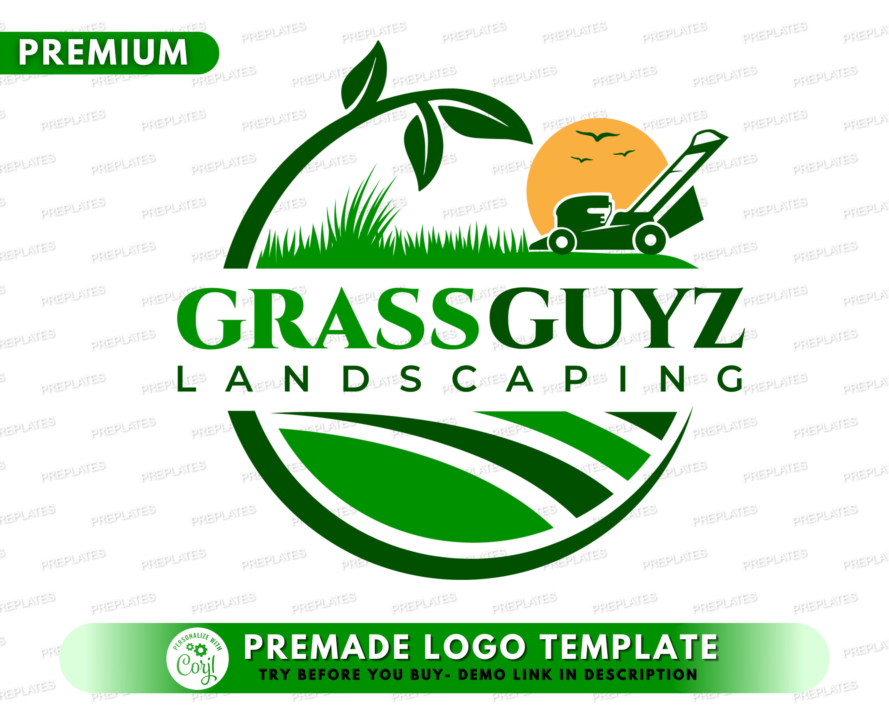 Lawn Care Logo Diy Logo Design Template Landscaping Logo Etsy Australia