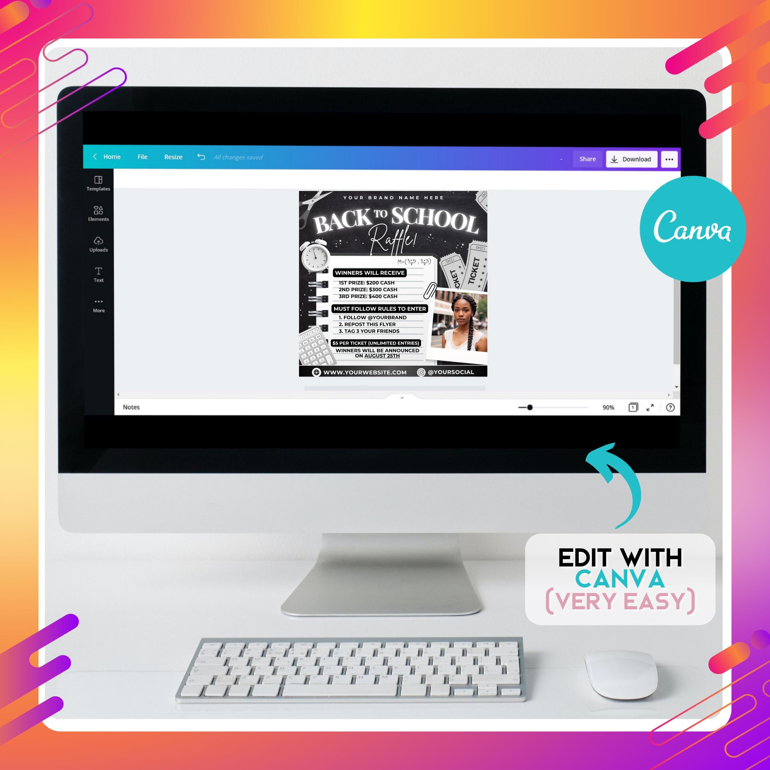 Back to School Flyer, Back 2 School Raffle Flyer, DIY Canva Template ...