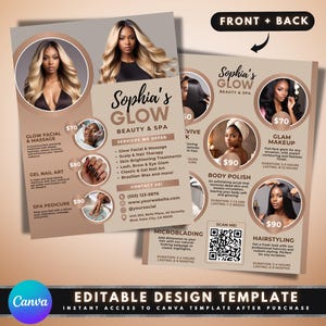 Beauty Salon Flyer, DIY Flyer Template Design, Esthetician Marketing Flyer, Spa Services Flyer, Premade Beauty Specialist Hairstyling Flyer