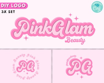 Beauty Logo, DIY Logo Design Template, Pink Retro Logo, Lash Logo, Hair Logo, Eyelash Logo, Boho Logo, Lash Tech Logo, Nails Logo