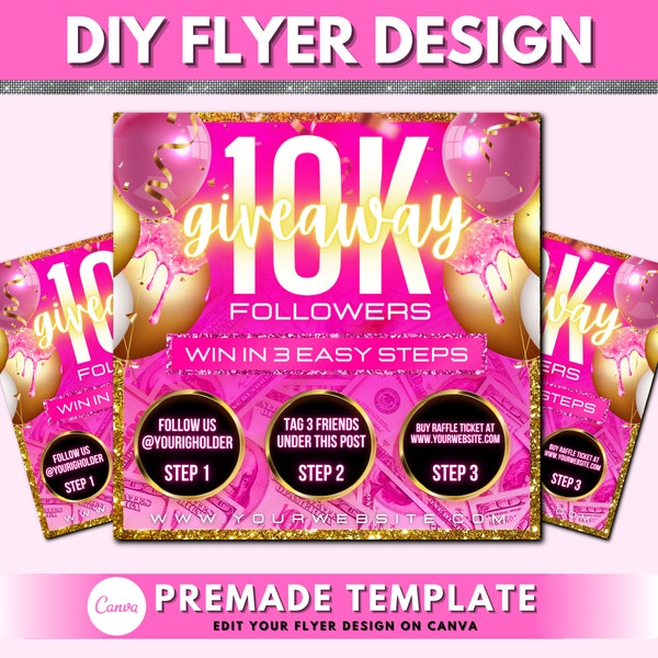 Giveaway Flyer, DIY Flyer Design, Followers Flyer, Hair Flyer, Social Media Flyer, Instagram Flyer, Premade Business Flyer Design Template