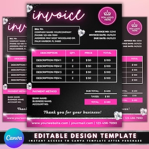 Beauty Business Invoice, DIY Invoice Template Design, Sales Invoice Template, Receipt Template, Makeup Service Invoice, Premade Invoice