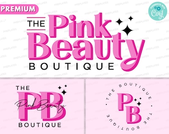 Boutique Logo, DIY Logo Design Template, Retro Logo, Beauty Logo, Fashion Logo, Clothing Logo, Store Logo, Premade Business Pink Logo