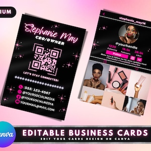 Tiktok Visitenkarten, DIY Canva Visitenkarten Template Design, Trendige Influencer Karten, QR Code Digitale Karten, Vorgefertigte Geschäftsinhaber Karten