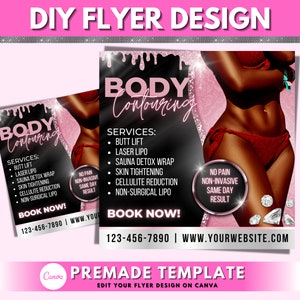 Body Contouring Flyer, DIY Flyer Template, Body Contour Flyer, Body Sculpting Flyer, Social Media Flyer, Body Spa Flyer, Premade Template