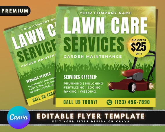Lawn Care Services Flyer, DIY Flyer Template Design, Lawn Mowing Flyer, Landscaping Flyer, Gardening Flyer, Premade Business Flyer
