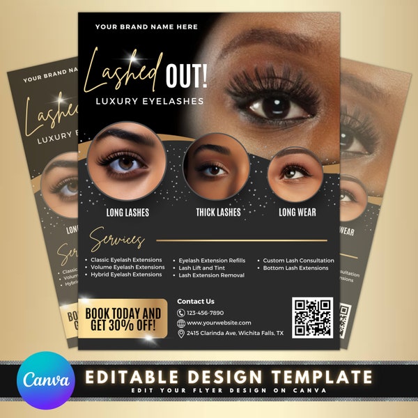 Lash Services Flyer, DIY Flyer Template Design, Lash Deals Flyer, Lash Specials Flyer, Lash Discount Flyer, Premade Lash Beauty Promo Flyer