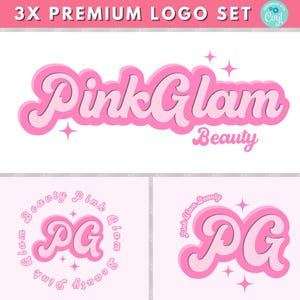 Beauty Logo, DIY Logo Design Template, Pink Retro Logo, Lash Logo, Hair Logo, Eyelash Logo, Boho Logo, Lash Tech Logo, Nails Logo