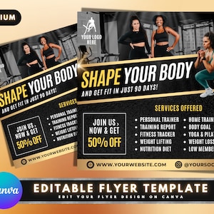 Folheto de instrutor pessoal, design de modelo de folheto DIY, folheto de instrutor de fitness de academia, folheto de instrutor de esportes, folheto de associação de fitness pré-fabricado