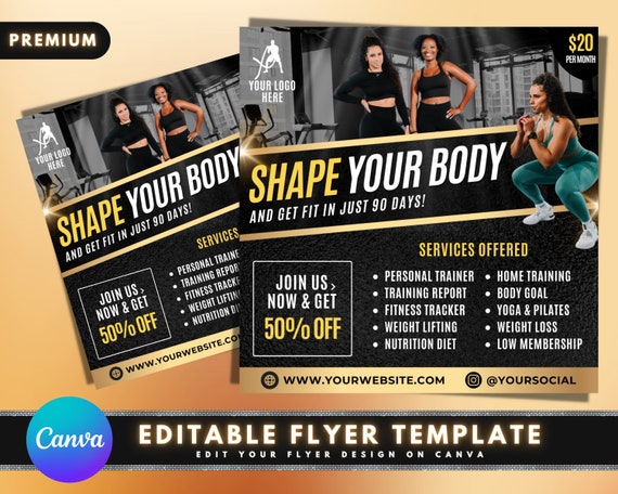 Free Personal Trainer Fitness Business Flyer Canva Template