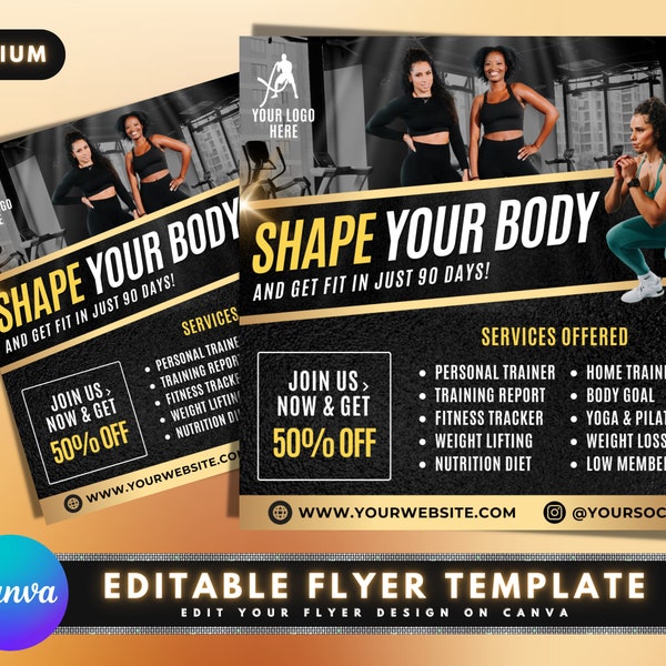 Personal Trainer Flyer, DIY Flyer Template Design, Gym Fitness Instructor Flyer, Sports Trainer Flyer, Premade Fitness Membership Flyer