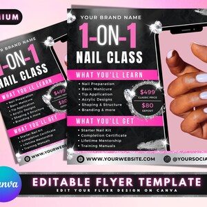 Nail Class Flyer, DIY Flyer Template Design, Nail Training Flyer, Nails Course Flyer, Nail Tech Flyer, Hair Nail Lash Flyer, Premade Flyer