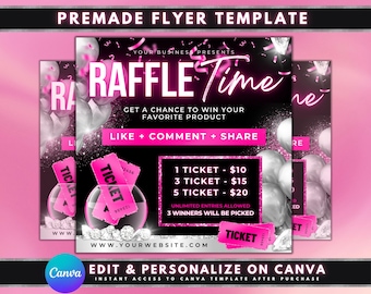 Raffle Flyer, DIY Flyer Design Template, Giveaway Flyer, Raffle Ticket Flyer, Raffle Prize Contest Flyer, Premade Giveaway Business Flyer