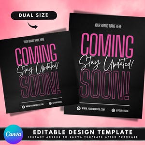 Coming Soon Flyer, DIY Flyer Template Design, New Business Flyer, New Products Launch Flyer, Pink And Black Flyer, Premade Website Flyer