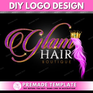 Logo per capelli, Modello di design del logo fai-da-te, Logo dei pacchetti di capelli, Logo di bellezza, Logo della farfalla, Logo delle estensioni dei capelli, Logo del salone, Logo del truccatore