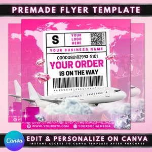 Shipping Flyer, DIY Flyer Template Design, Orders Have Shipped Flyer, Package Shipped Flyer, Hair Lash Flyer, Premade Editable Flyer