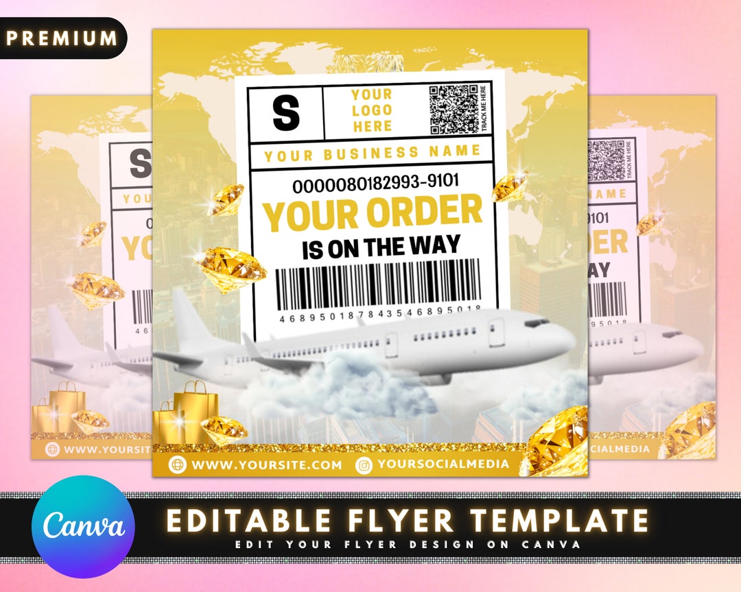 Orders Shipped Flyer Package Notification Design Gold Hair Lash orders-shipped-flyer-package-notification-design-gold-hair-lash