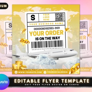Orders Shipped Flyer, DIY Flyer Template Design, Shipping Label Flyer, Package Shipped Flyer, Gold Hair Lash Flyer, Premade Business Flyer