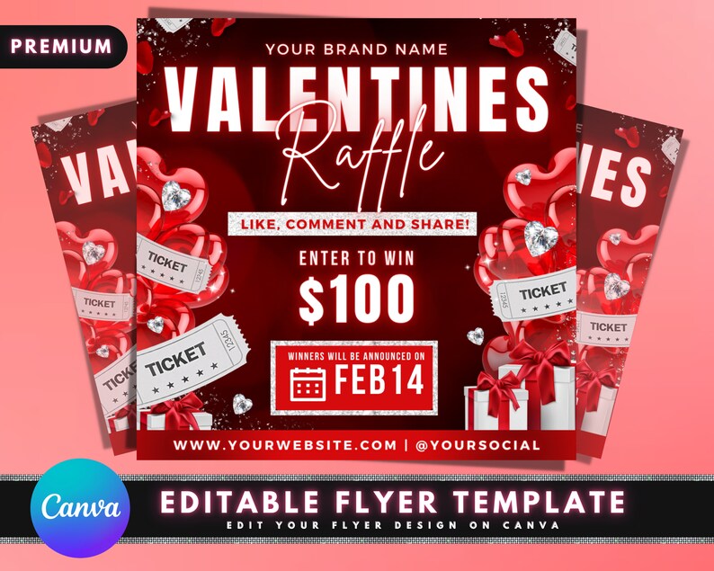 Valentines Flyer DIY Flyer Template Design Raffle Flyer - Etsy
