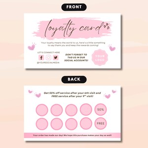 Loyalty Card Template, Pink Punch Card for Small Business, Printable ...