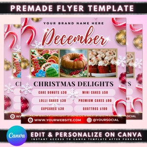 Weihnachten Süße Leckereien Flyer, DIY Flyer Template Design, Dezember Bake Sale, Weihnachtszeit Bäckerei Flyer, Vorgefertigter Kuchen Gebäck Dessert Flyer