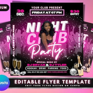 Club Flyer, DIY Flyer Template Design, Event Flyer, Party Invitation Flyer, Club DJ Party Invite, Social Media Flyer, Premade Editable Flyer
