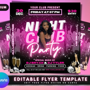 Club Flyer, DIY Flyer Template Design, Event Flyer, Party Invitation Flyer, Club DJ Party Invite, Social Media Flyer, Premade Editable Flyer