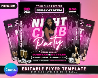 Club Flyer, DIY Flyer Template Design, Event Flyer, Party Invitation Flyer, Club DJ Party Invite, Social Media Flyer, Premade Editable Flyer