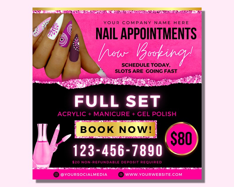 Nail Appointment Flyer DIY Flyer Design Template Nail Etsy