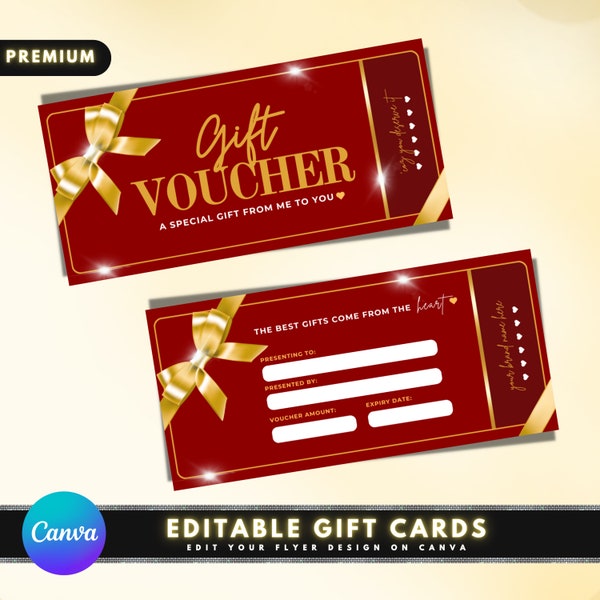 Gift Voucher Template, DIY Marketing Cards Design, Gift Certificate Cards, Money Gift Coupon, Premade Printable Store Credit Discount Card